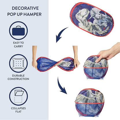 Idea Nuova Jurassic World Pop Up Hamper with Durable Carry Handles, 21'' H x 13.5'' W X 13.5'' L