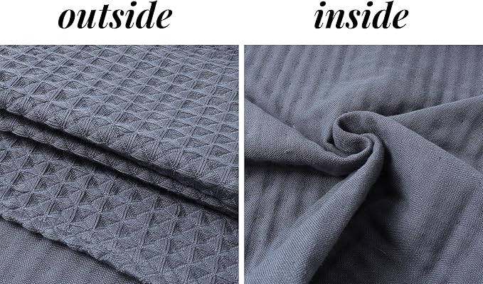 Waffle + Muslin Cotton Bath Towel for 0-4 Years Baby Infant Toddler Kids Wearable Pool Poncho with Bag