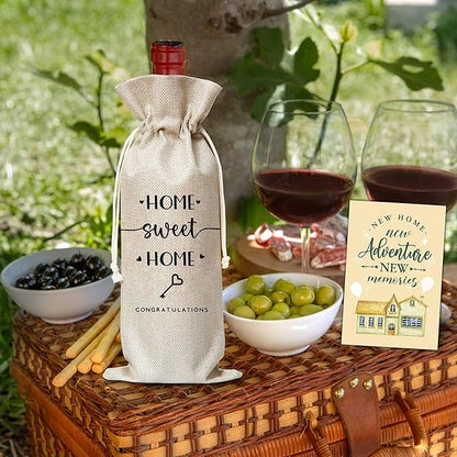 House Warming Gifts For Woman Man, New Home Wine Gift Bag, Housewarming Gifts For New Homeowners, Home Sweet Home Wine Bag, New Home Party Decoration Supplies Favors, B51