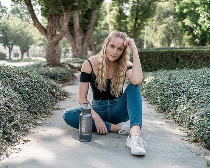 Coldest Sports Water Bottle with Straw Lid Vacuum Insulated Stainless Steel Metal Thermos Bottles Reusable Leak Proof Flask for Sports Gym (32 oz, Galactic Blue Glitter)
