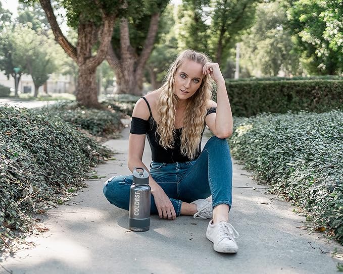 Coldest Sports Water Bottle with Straw Lid Vacuum Insulated Stainless Steel Metal Thermos Bottles Reusable Leak Proof Flask for Sports Gym(32 oz, Stardust Glitter)