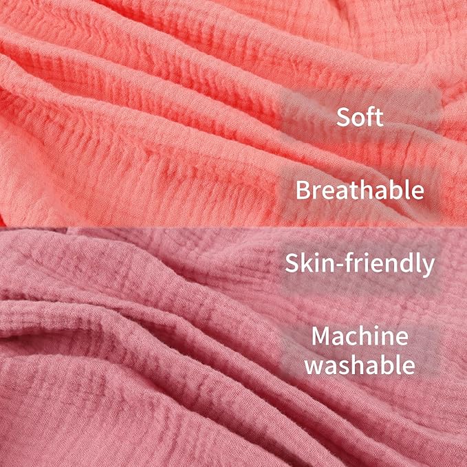 Muslin Pack n Play Sheets Soft Breathable 100% Cotton Mini Crib Fitted Sheets Portable/Convertible Playard Mattress Cover 2 Pack for Baby Girl, Pink and Pastel Violet