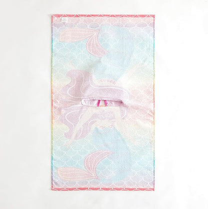 Beach House Figural Mermaid Hooded Beach and Bath Towel Poncho for Kids, Rainbow