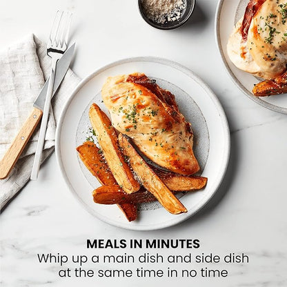 Chefman TurboFry Touch Dual Air Fryer, Maximize The Healthiest Meals With Double Basket Capacity, One-Touch Digital Controls And Shake Reminder For The Perfect Crispy And Low-Calorie Finish