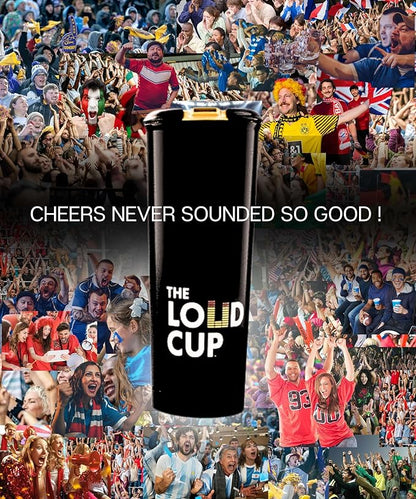 The LoudCup 20 oz Tumbler + Integrated Stadium Horn (Budgie Green) - Reusable Water Bottle for Sports Fans - Worlds Loudest Cup for Noisy Fans on Game Day & Tailgating