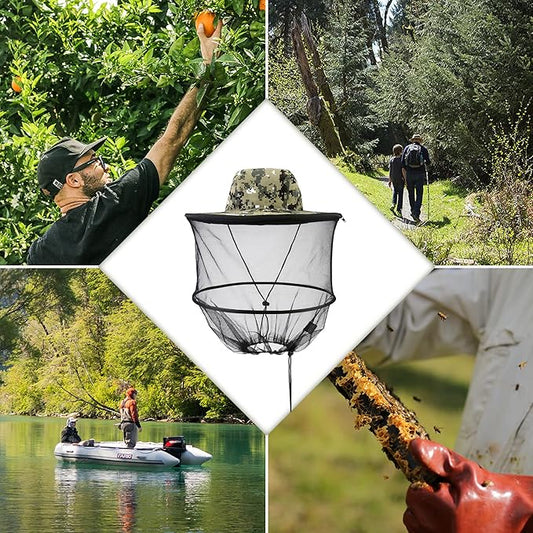 Head Net with Removable Mesh Hidden Netting, Design for Outdoor Fishing Gardening
