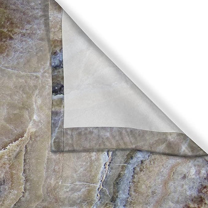 Ambesonne Marble Kitchen Curtains, Surreal Onyx Stone Surface Pattern Pale Blue Details Picture, Window Drapes 2 Panel Set for Kitchen Cafe Decor, 55" x 39", Cinnamon Grey