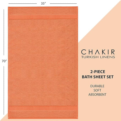 Chakir Turkish Linens, 100% Cotton Premium Quality Turkish Bath Sheets (35''x70'' Large Bath Sheet Towels - Coral)