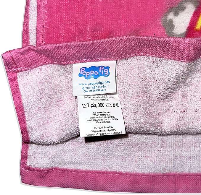 Kids Official Licensed Character Soft Beach/Hooded Bath Towel (Peppa, 40 x 60)