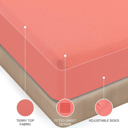 Utopia Bedding Waterproof Mattress Protector Queen Size, Premium Terry Mattress Cover 200 GSM, Breathable, Fitted Style with Stretchable Pockets (Coral)