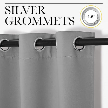 NICETOWN Silver Grey Room Darkening Curtain Panels 102" Long for RV, 55" Width, 2 Panels, Play Room, Studio, Heat Block Out and Keep Warm Drapes Window Treatment Drapes for Doorway Entryway Patio