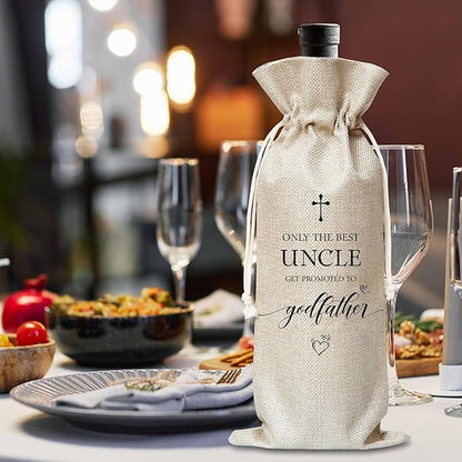 Xanev Godfather Wine Gift Bag For Men, Godfather Proposal Gifts, Best Uncle Wine Bag, Baptism Gifts For Godfather Uncle From Godchild, Birthday Wine Party Favors Decor, B03