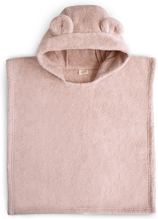 mushie Poncho Towel for Toddlers and Kids (Blush) | Organic Terry Cotton | Ages 1-3 Years