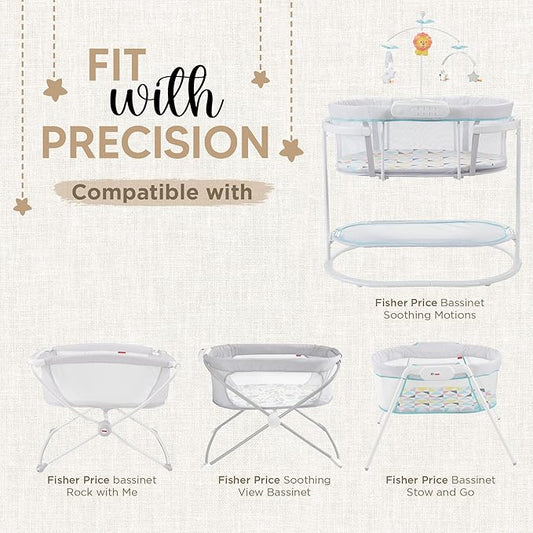 Bassinet Fitted Sheets - Compatible With Fisher Price Bassinet Soothing Motions, Stow and Go, Rock with Me & Soothing View Bassinet | 100% Organic Jersey Cotton - Light Pink + Dark Pink | 32x16 2 Pack
