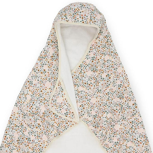 Little Unicorn Cotton Muslin & Terry Hooded Towel, Larger Size 1-6 Years (Pressed Petals)