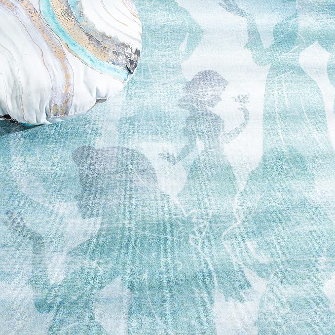 SAFAVIEH Disney Princess Collection Machine Washable Slip Resistant 3' 3" x 5' 3" Light Blue/Turquoise Assurance Kids Bedroom Nursery Playroom Area Rug