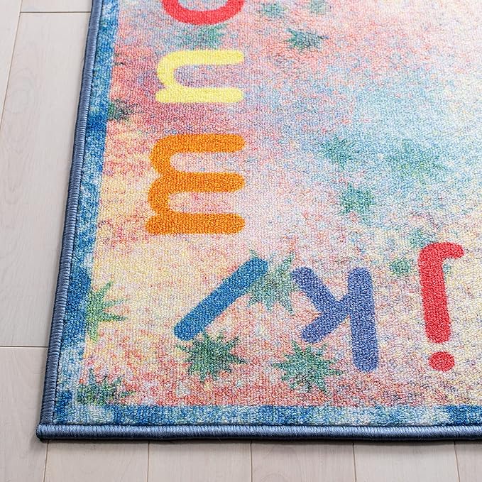 SAFAVIEH Kids Playhouse Collection Area Rug - 6'7" x 9', Blue & Orange, Non-Shedding Machine Washable & Slip Resistant Ideal for High Traffic Areas for Boys & Girls in Playroom (KPH251M)