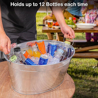 Large 6-Gallon Galvanized Tin Beverage Tub, 20x14x10 inches (Pack of 6)