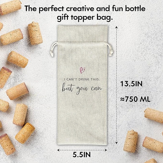 Zodvery Baby Announcement Wine Gift Bags - Gift for Pregnancy Announcement, Grandparents, Friend Aunt Uncle - Reusable Burlap With Drawstring Gift Bag (5.5"x 13.5")-1 Pcs/jiu048