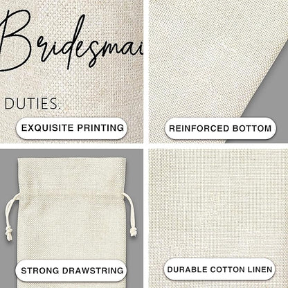 Bridesmaid Gifts Wine Bag - Gift For Bridesmaids, Bridal Shower, Engagement, Bachelorette Party Favor - Cotton Burlap Wine Bag (1 Pcs) - WB022