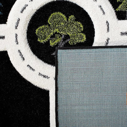 Safavieh Carousel Kids Collection 5'3" Square Black/Ivory CRK192Z Neighborhood Non-Shedding Nursery Playroom Area Rug