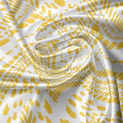 Ambesonne Yellow Chevron Valance & Tier Curtain 3 pcs Set, Hand Drawn Aztec Pattern Primitive Clan Motif with Dashed Lines Artwork, Window Treatments for Kitchen Room Decor, 55" x 24", Mustard White