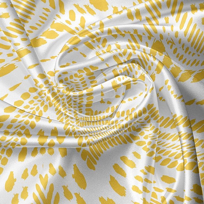 Ambesonne Yellow Chevron Valance & Tier Curtain 3 pcs Set, Hand Drawn Aztec Pattern Primitive Clan Motif with Dashed Lines Artwork, Window Treatments for Kitchen Room Decor, 55" x 45", Mustard White