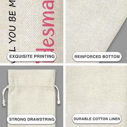 Bridesmaid Gift Wine Bag,Gift For Wedding、Maid of Honor,Cotton linen Drawstring Wine Bag(1 Pcs) - WB001
